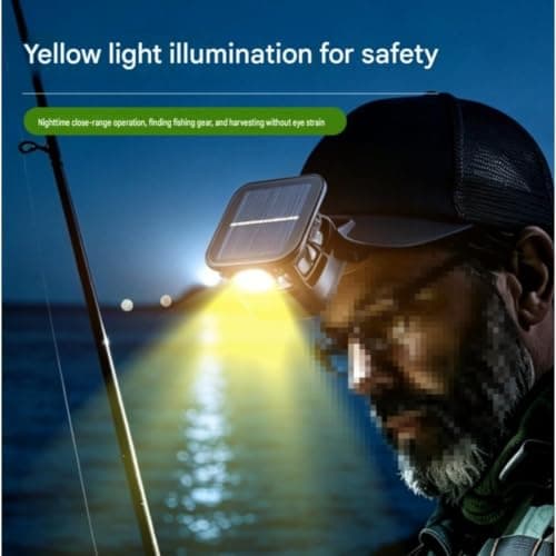 Hoppipola Solar Powered USB Rechargeable LED Headlamp Hat with Fan, 6 Light Modes, 3 Speeds, Gesture Control, Lightweight for Camping, Hiking, Fishing, Black — view 5
