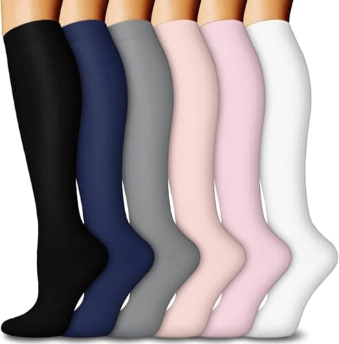 Compression Socks for Women and Men 15-20 mmHg 6 Pack Compression Stockings Circulation-Best Support for Medical,Running,Nursing,Athletic (A-Assorted-01, Small-Medium)