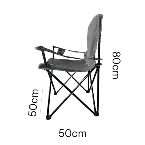 OHS Grey Camping Chair, Folding Chairs Outdoor Lightweight Comfy Foldable Picnic Festival Garden Camping Chairs for Adults Hiking Fishing Sturdy Drinks Cup Holder — view 3