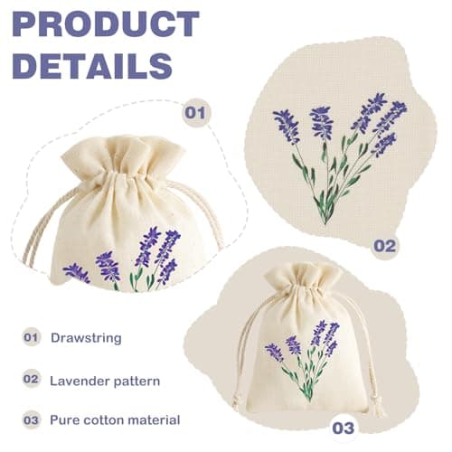 12 Pack Lavender Bags, Lavender Sachets for Wardrobes Drawers and Storage, 8 x 10 cm, Natural for Moth Repellent and Aromatherapy, Scented Fabric Pouches for Clothes Home and Car Freshening — view 3