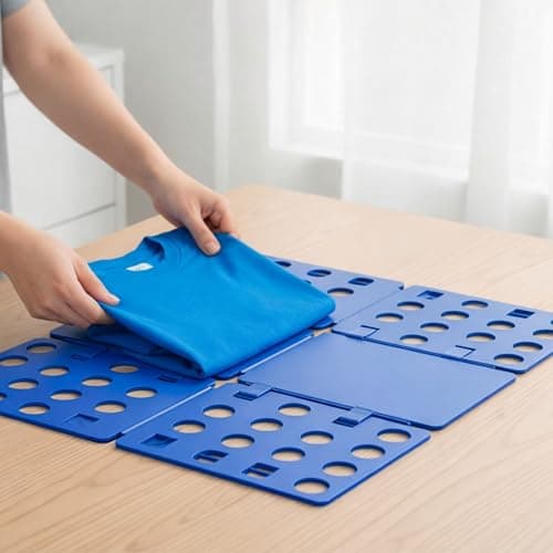 Magic Fast Speed Clothes Flip Folding Board Blue Organiser, 31 x 23.5 cm for Adult Shirt T-Shirts and Laundry, Easy and Quick Clothing Folding Tool for Home, Wardrobe Storage and Travel Use — view 2