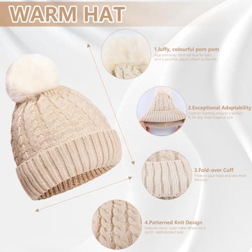 wokdsbl 5 PCS Womens Hat Scarf and Gloves Set Winter Accessories — view 2
