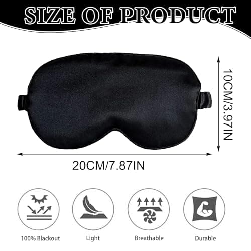 Black Silk Sleep Mask with Adjustable Strap - Luxurious, Comfortable Eye Mask for Deep Rest, Ideal for Travel and Home Use, Blocks Light Effectively — view 2