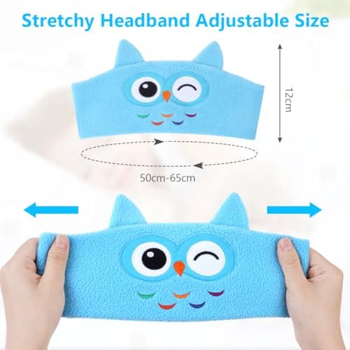 OFFCUP Sleep Headphones, Owl Headband Headphones, Soft Bluetooth Headset Hi-Fi Stereo Super Bass Music Headphones for Men Women Office Nap Travel Yoga Workout Meditation (Blue) — view 2