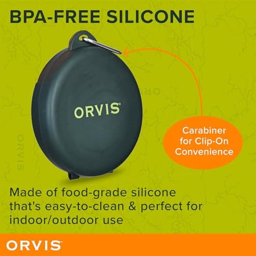 Orvis Pet Travel Collapsible Feeder with Food + Water Dish, 2-in-1, BPA Free, Food-Grade Silicone | Space-Saving Pet Travel Bowls, Nonslip Bottom + Carabiner Clip — view 5