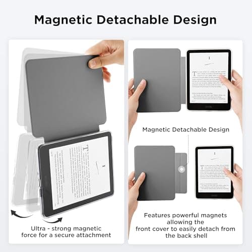 Litvana Detachable Magnetic Case for 6.8" Kindle Paperwhite (11th Generation-2021) and Kindle Paperwhite Signature Edition, Slim PU Shell Cover Case with Auto Wake/Sleep, Blue and White Checkerboard — view 3