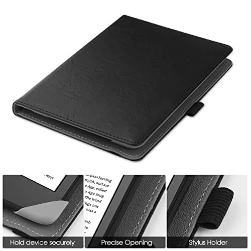HGWALP Universal Case for 6" eReaders, Folio Leather Stand Cover with Handstrap Compatible with All 6 inch Kindle Paperwhite/Kobo/Tolino/Pocketook/Sony E-Book Reader-Black — view 3