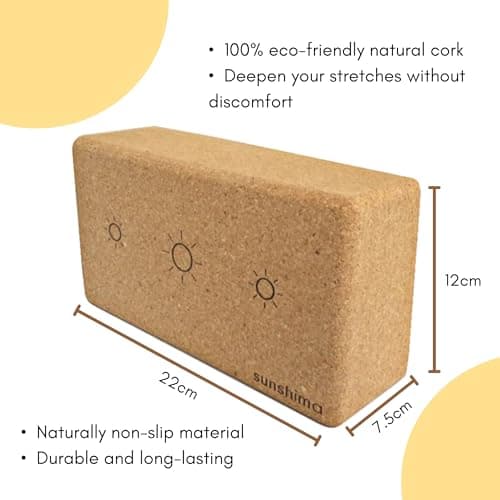 Sunshima Cork Yoga Block Set (2 Pack) – Premium 100% Natural Cork Blocks with Skin-friendly Non-Slip Grip for Beginners and Advanced Yoga and Pilates Classes, Home Fitness Accessories — view 5