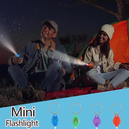 MODOAO Mini LED Keychain Flashlight, 24 Pack Portable Ultra Bright Battery Powered UV Torch with Key Ring, for PET Urine Passport ID Card Currency and Emergency Lighting, Purple Shell — view 6