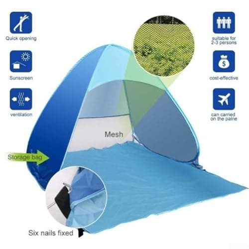 YJDOORPLAY Automatic Up Beach Tent, for INSTANT Sun Shelter,Canopy with UPF,50+ Protection Breathable Mesh, and Sand Pockets, for Camping Hiking Fishing Outdoor Activities — view 6