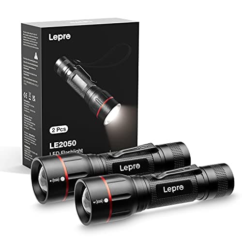 Lepro 2 Pack LED Torch Battery Powered, LE2050 Bright Handheld Flashlight