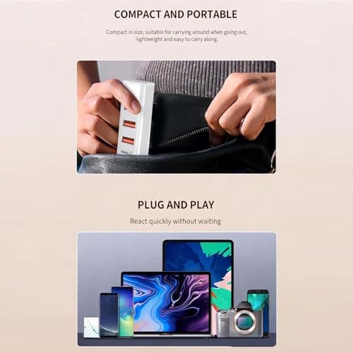 USB 2.0 Extension Cable with 4 Charging Ports USB Charging Hub Multi-Port for School, Airport, Public Space Travel — view 6