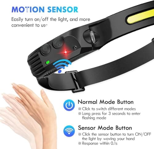 Head Torch Rechargeable 2 Pack,Luxelight Led HeadTorch,Waterproof Lightweight Headlamp,Super Bright 230° Wide Beam,Motion Sensor,Long Runtime,for Camping Running Fishing — view 2