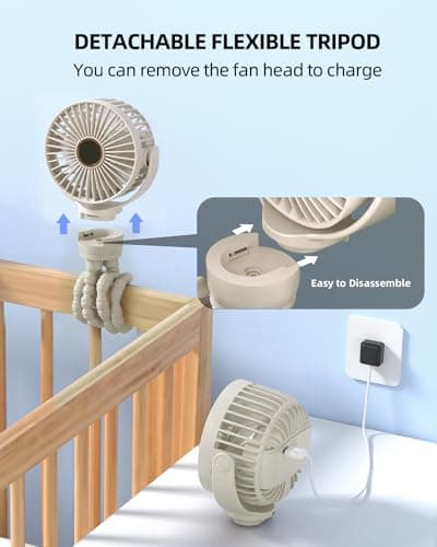Portable Pram Fan, Small Rechargeable Clip On Fan with Digital Display — view 6