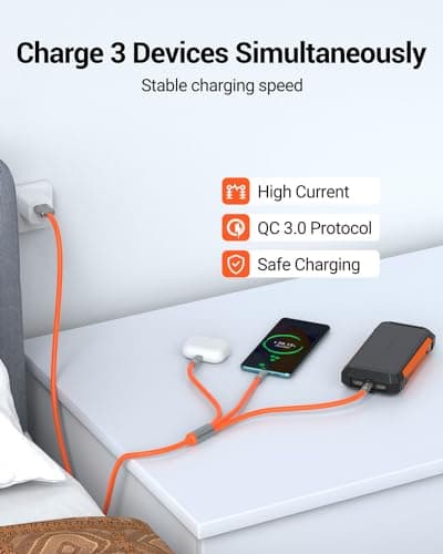 3 in 1 Multi Charging Cable, 60W Fast Charger Cords, 4ft Soft Silicone Charger Cable with Leather Strap, Type-C/Micro USB/Light-ning, Compatible with iPhone 15/iPad/Samsung/Google/PS/Tablets — view 2