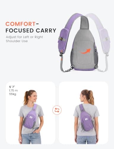 SKYSPER Sling Bag RFID Cross Body Bag Anti Theft Crossbody Backpack Travel Shoulder Daypack(Purple) — view 6