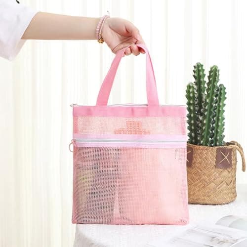 DmsGJyp Mesh Shower Bag, Quick Dry Toiletry Bag with Zip Pockets 24 x 26 cm — view 2
