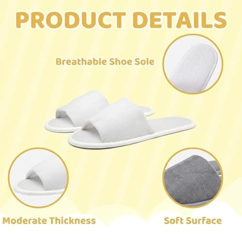 RenSton 4 Pairs Hotel Slippers, Spa Slippers with Open Toe Women and Men, Washable, Travel Slipper for Guests, Home, Spa & Airplane, Lightweight & Packable Indoor Outdoor — view 5