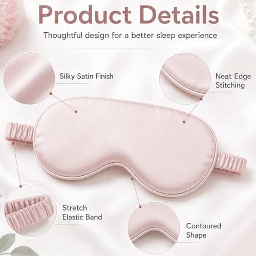 2 Pack Soft Breathable Light Blocking Sleep Eye Mask Pale Pink for Travel — view 4