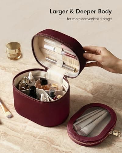 Prite 2 Pcs Makeup Bag Vanity Case for Women with Clear Pouch, Burgundy — view 4