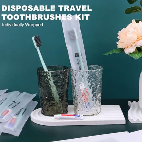 Hotel Toothbrush Set,30Pack Green Travel Toothbrush Set Individually Wrapped Disposable Toothbrushes with Toothpaste for Hotel,Homeless,Nursing Home,Charity — view 6