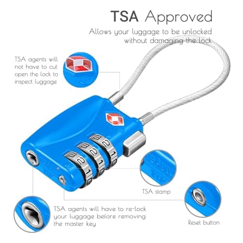 CFMOUR Suitcase Locks, 3-Dial TSA Approved Luggage Lock with Flexible Cable — view 3