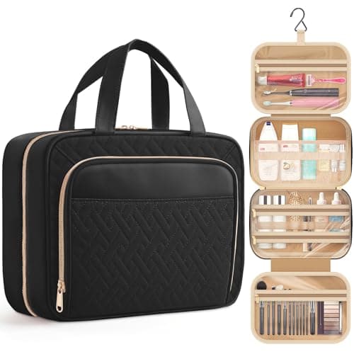 HOTOR Hanging Travel Toiletry Makeup Bag Women, Holiday Essentials, Black