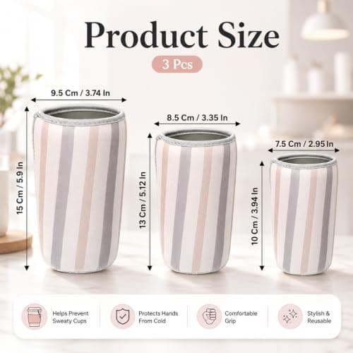 3 PCS Reusable Iced Coffee Sleeve, Iced Cup Sleeves for Drinks,16-32oz — view 4