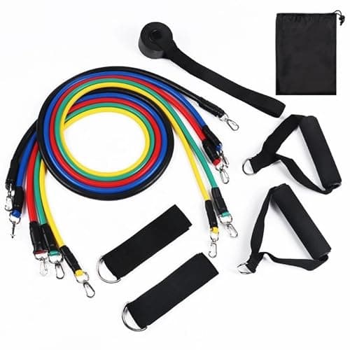 11PC Resistance Bands Set – Exercise Tubes with Handles, Ankle Straps & Door Anchor for Fitness, CrossFit, Yoga & Home Workouts (Pack of 11)