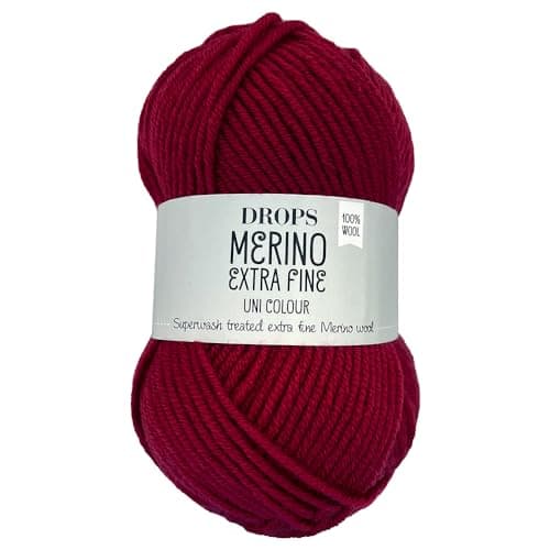Frida's Wollhaus Drops 50 g Merino Extra Fine Mulesing-Free Washable Crochet Knitting 46 Colours (Plain Colour 32 | Dark Pink)