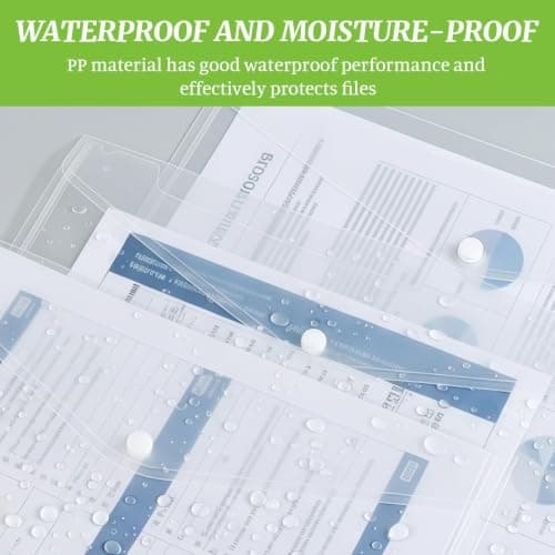 10 Pcs A5 Plastic Wallets & Clear Plastic Envelopes with Snap Button, 24cm X 17cm Small Wallets Waterproof Document Folders for School Office Travel Paper Organization (A5 Filing Envelopes) — view 5