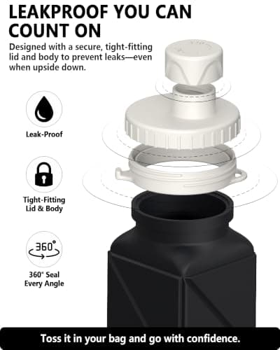 BEAUTAIL Collapsible Water Bottle 610 mL, Silicone Travel Water Bottle — view 4