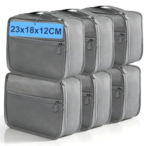 Mini Packing Cubes 6 PCS, 23x18x12CM Same Size Suitcase Organiser Bags, Packing Cubes for Suitcases Mini Set Only (Light Gray, 6 x Mini)