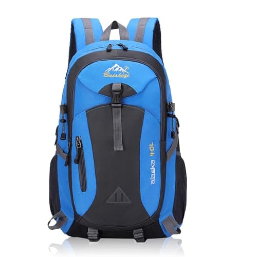 Auirshiky 40L Hiking Backpack Walking Rucksack Water Resistant Hiking Daypack Packable Travel Outdoor Sport Knapsack Durable Water Resistant for Camping Cycling Climbing Walking Mountaineer (Blue)