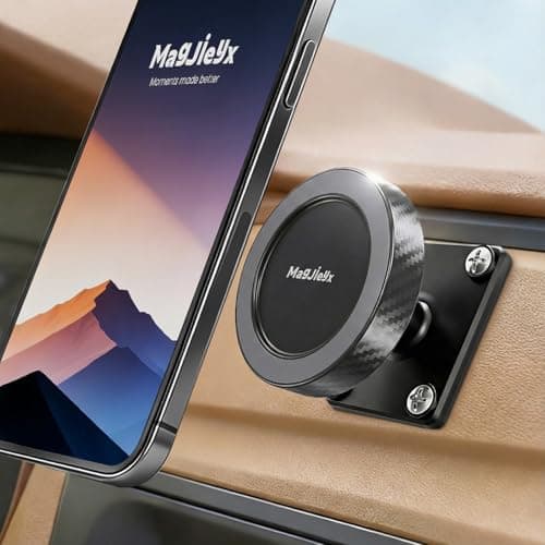MAGJIEYX Magnetic Car Phone Holder, Drill Base Phone Mount for Dashboard of Truck Boat 360° Rotatable Ultra Stable Strong Magnet for iPhone 17 16 15 14 13 12 Samsung All Smartphones Accessories