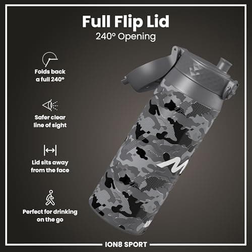 MotoGP Racing Camouflage Sports Thermal Water Bottle with Removable Straw, 750ml/24oz, Leak Proof Insulated Drinking Bottle, Easy to Open, Secure Lock, Dishwasher Safe, Flip Cover, Metal Bottle — view 5