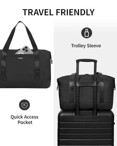 ECOHUB Ryanair Cabin Bags 40x30x20, 24L Underseat Hand Luggage Bag, Foldable Carry On Bag with Removable Wet Pocket, Water-Resistant Overnight Hospital Weekend Bag for Women, Black (Patent Pending) — view 6