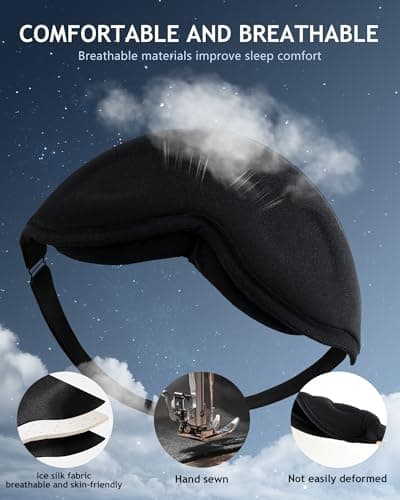 Aosun Sleep Mask, 2 Pack of Super Soft and Comfortable Eye Mask for Sleeping, 100% Blackout Sleep Aid Eye Mask for Men & Women with Adjustable Straps, Suitable for Travel, Night Sleeping, Nap — view 6