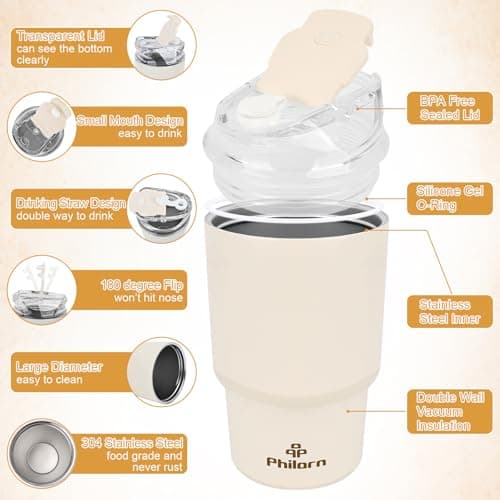 Philorn Coffee Cup Travel Mug, 14OZ/400ml Insulated Coffee Cup — view 3