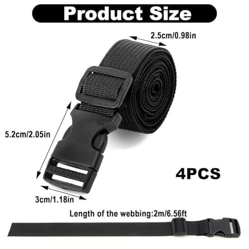 RTDHO 4 Pack Luggage Straps,2m x 25mm Nylon Webbing Tie Down Straps — view 3