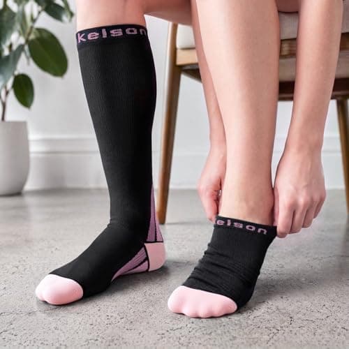 2 Pairs Compression Socks for Women and Men, 20-30 mmHg Flight Socks — view 6
