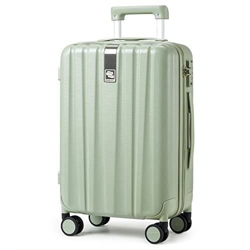 Hanke Cabin Luggage Hard Shell Carry-on With Spinner Locks, Lightweight Travel Bag, 4 Spinner Wheels, 20 Inch - Bamboo Green