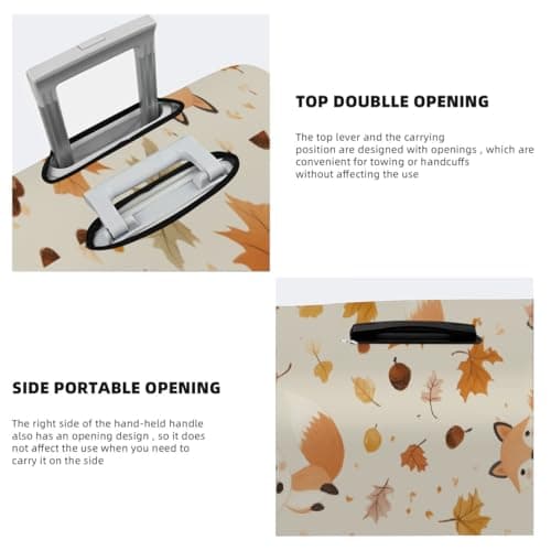 VQUVQV Elastic Travel Luggage Cover, Autumn Fox Maple Leaf Washable Suitcase Protector Cover Travel Accessories Fit 22-24 Inch Luggage, M — view 3
