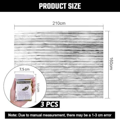 flintronic 3 Packs Emergency Foil Blanket, Windproof & Lightweight Thermal Blanket, Portable Survival Blanket for Outdoors,Hiking,First Aid,Marathons (Silver,160 x 210cm) — view 2