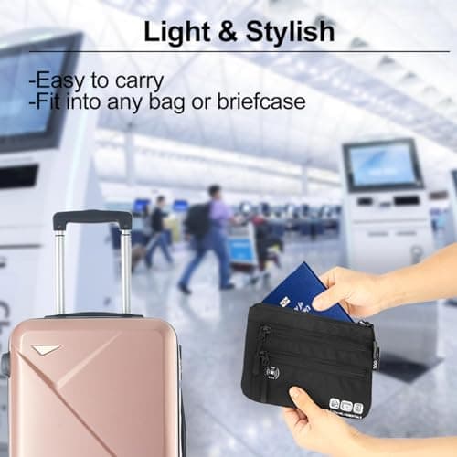 SUPACOOL RFID Passport Holder Wallet Bag for Men Women Family, Passport Pouch for Travel,Card Holder Organizer, RFID Blocking, Travel Wallet, 2pcs Set (Black) — view 6
