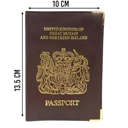 BML British Passport Holder Cover PU Leather Travel Wallet UK Passport Protector Case Slim Travel Document Holder with Metal Corners for Men Women Holiday Travel Accessories (Brown) — view 2