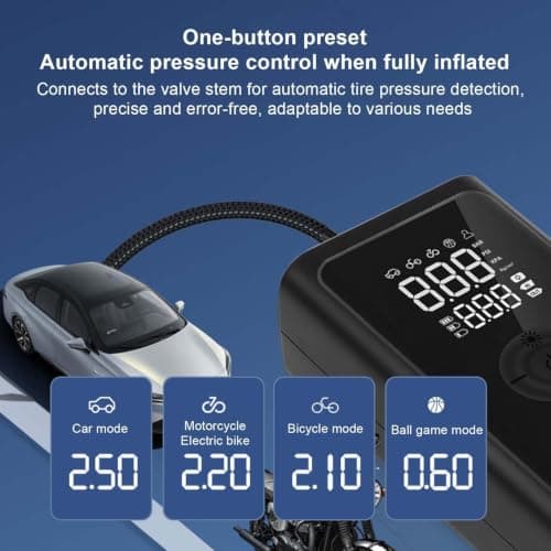 Portable Air Compressor for Car Auto Shut Off Inflation Tool with SOS Light — view 4