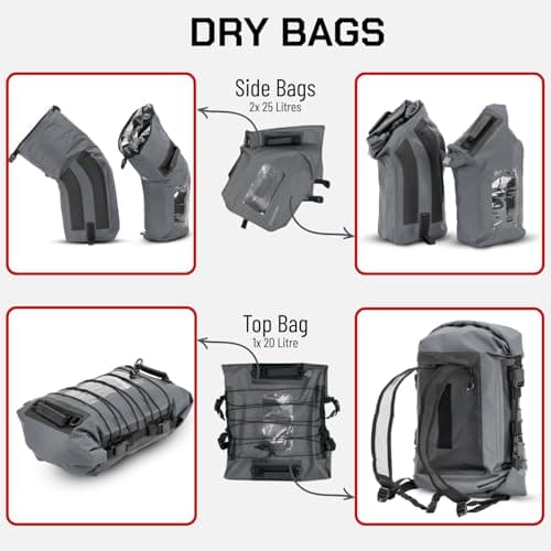 Lone Rider Rackless Motorcycle Saddlebag Panniers 70L Waterproof BMW GS Fit — view 5