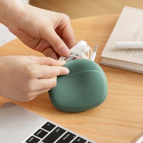 TOKIDNY 3pcs Silicone Earphone Cable Organizer Bag Small Travel Accessories Case Sundries Storage Pouch Portable Carrying Case for Headphones in Quiet Grey, Bamboo Green and Coral Red — view 3