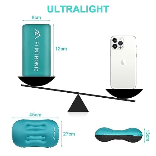 Inflatable Travel Pillow for Neck & Lumbar Support - 2 Pack Ultralight Beach & Camping Pillow with Storage Bags - Blue — view 2